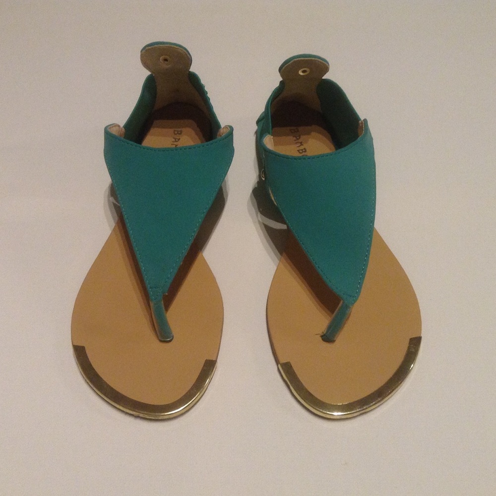 BAMBOO Macalen-16 Turquoise Gold rim Sandals